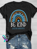 Autism Awareness Be Kind Printing T-Shirt Black / S