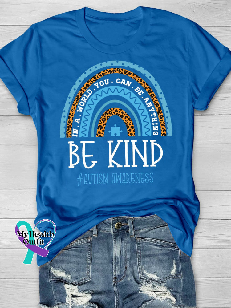 Autism Awareness Be Kind Printing T-Shirt Blue / S