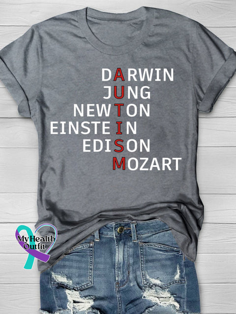 Autism Awareness Flag Printing T-Shirt Grey / S