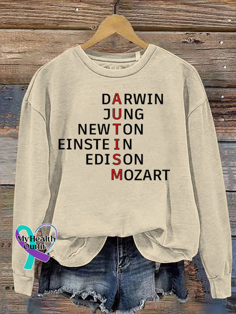 Autism Awareness Monogram Print Casual Sweatshirt Sand / S