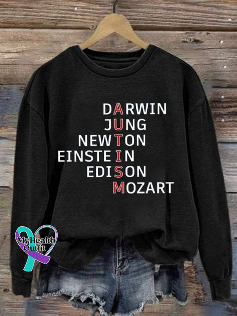 Autism Awareness Print Casual Sweatshirt Black / S