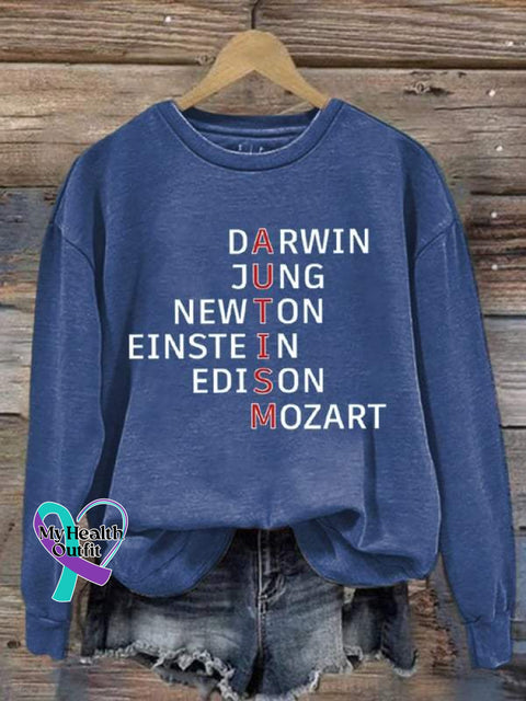 Autism Awareness Print Casual Sweatshirt Blue / S