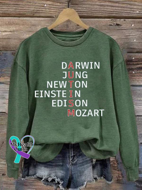 Autism Awareness Print Casual Sweatshirt Green / S