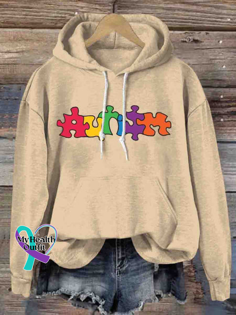 Autism Awareness Puzzle Art Hoodie Sweatshirt Apricot / S
