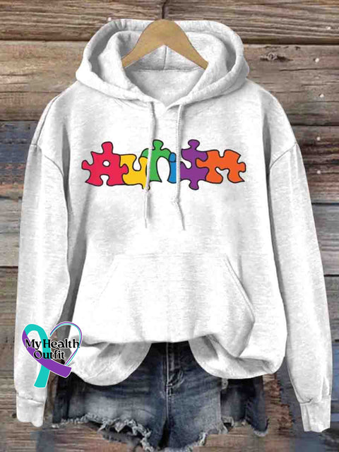 Autism Awareness Puzzle Art Hoodie Sweatshirt White / S
