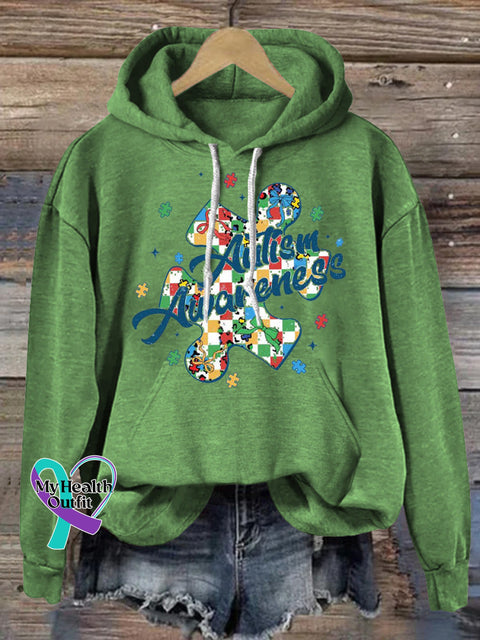 Autism Awareness Puzzle Prints Casual Hoodie Green / S
