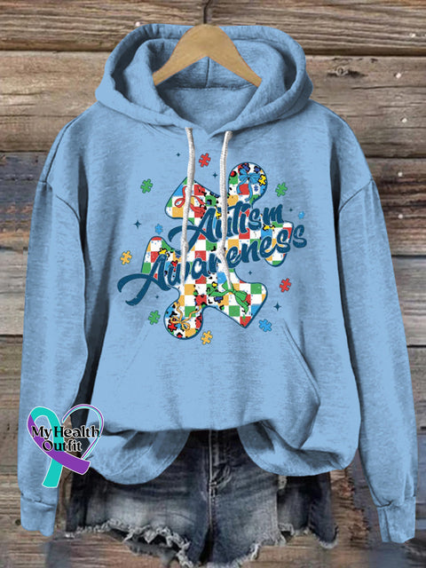 Autism Awareness Puzzle Prints Casual Hoodie LightBlue / S