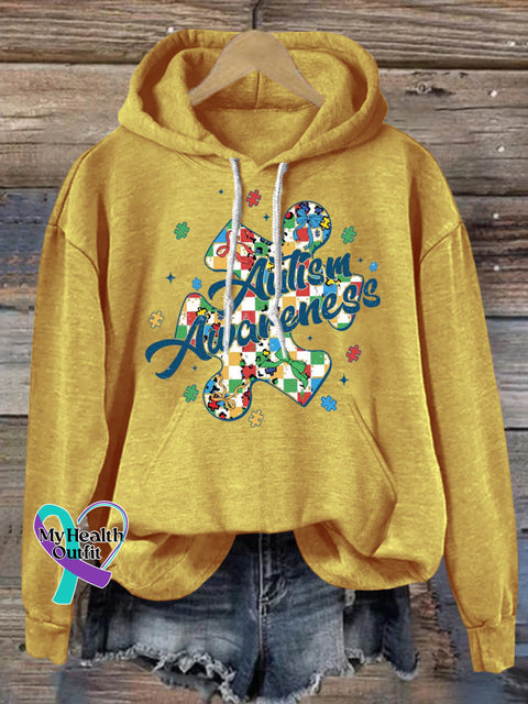 Autism Awareness Puzzle Prints Casual Hoodie Yellow / S