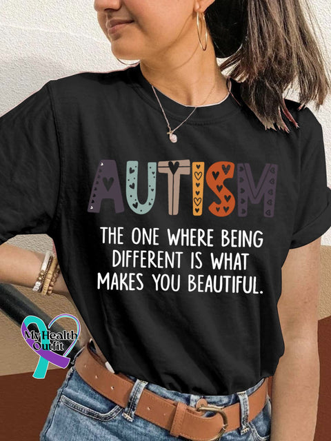 Autism Awareness What Make You Beautiful Printing T-Shirt Black / S