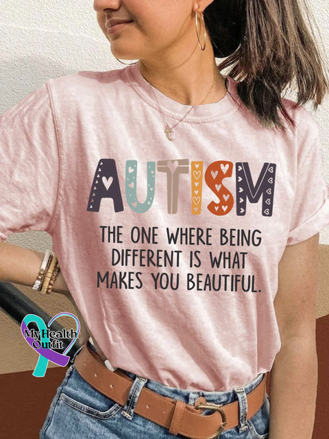 Autism Awareness What Make You Beautiful Printing T-Shirt Pink / S
