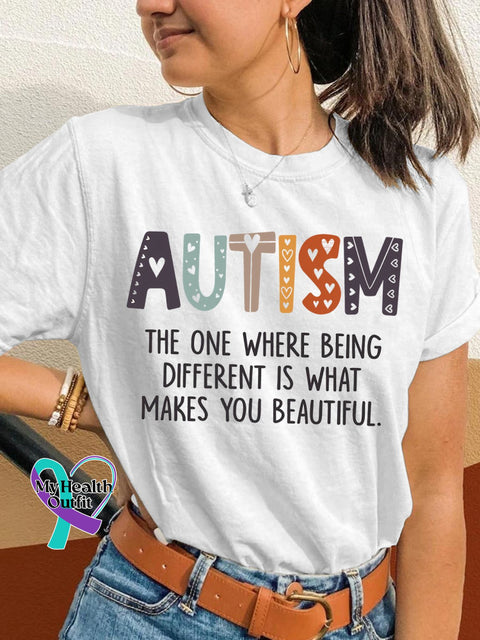 Autism Awareness What Make You Beautiful Printing T-Shirt White / S
