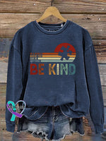 Autism Be Kind Print Casual Sweatshirt Blue / S
