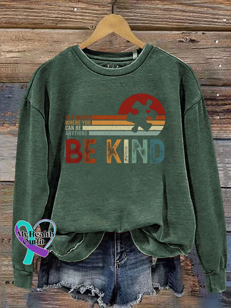 Autism Be Kind Print Casual Sweatshirt Green / S
