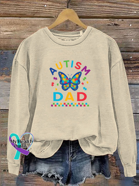 Autism Dad Printed Casual Sweatshirt Beige / S