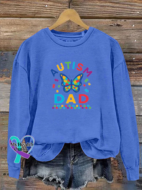 Autism Dad Printed Casual Sweatshirt Blue / S