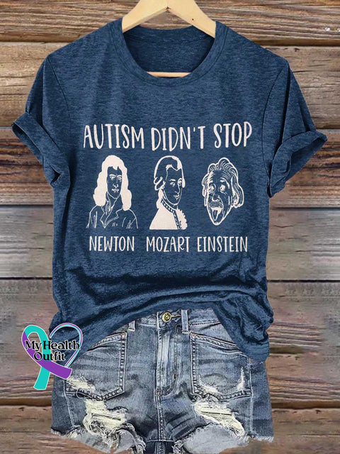 AUTISM DIDN’T STOP Autism Awareness T-shirt Blue / S