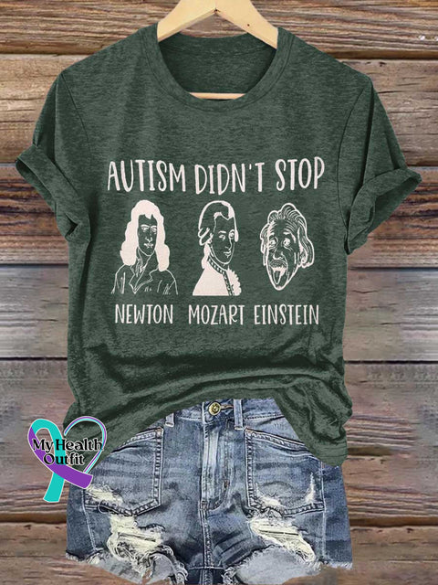 AUTISM DIDN’T STOP Autism Awareness T-shirt Green / S