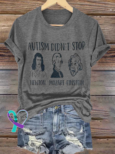 AUTISM DIDN’T STOP Autism Awareness T-shirt Grey / S