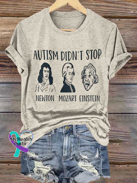 AUTISM DIDN’T STOP Autism Awareness T-shirt Sand / S