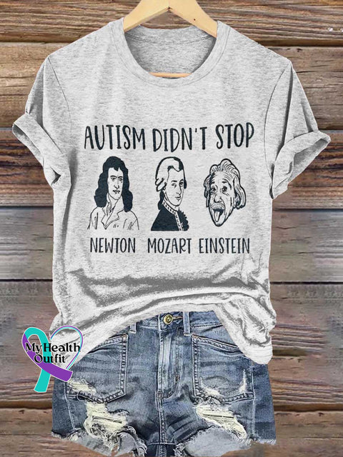 AUTISM DIDN’T STOP Autism Awareness T-shirt White / S