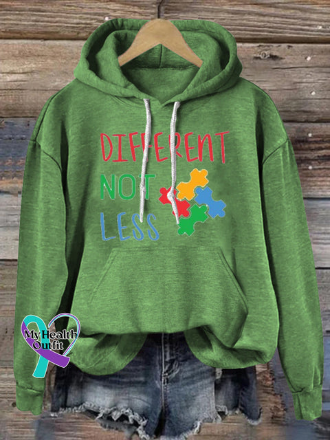 Autism Different Not Less Prints Casual Hoodie Green / S
