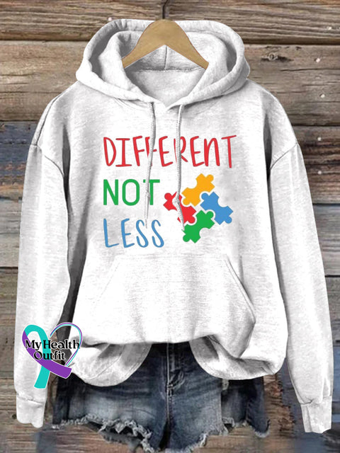 Autism Different Not Less Prints Casual Hoodie White / S