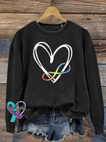 Autism Infinity Symbol Print Casual Sweatshirt Black / S