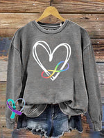 Autism Infinity Symbol Print Casual Sweatshirt Grey / S