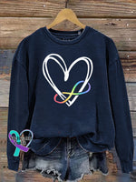Autism Infinity Symbol Print Casual Sweatshirt Navyblue / S