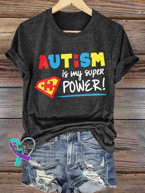 AUTISM Is My Super POWER! Autism Awareness T-shirt Black / S