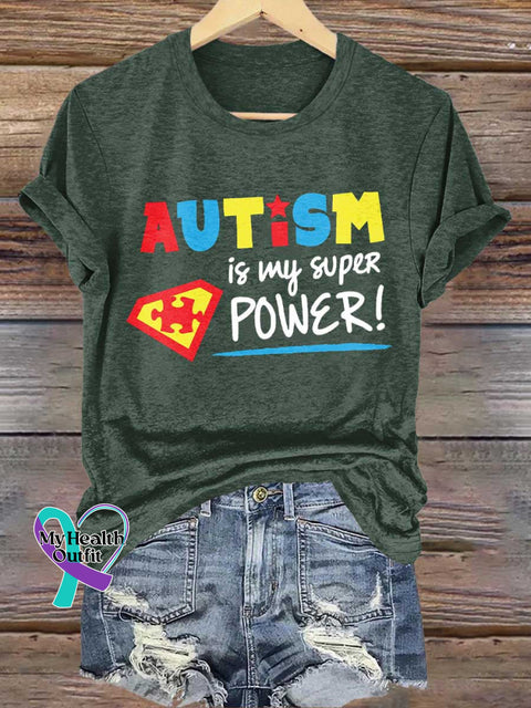 AUTISM Is My Super POWER! Autism Awareness T-shirt Green / S