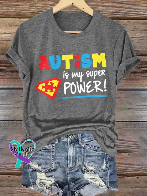 AUTISM Is My Super POWER! Autism Awareness T-shirt Grey / S