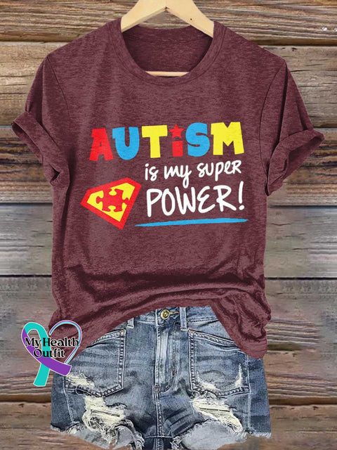 AUTISM Is My Super POWER! Autism Awareness T-shirt Red / S