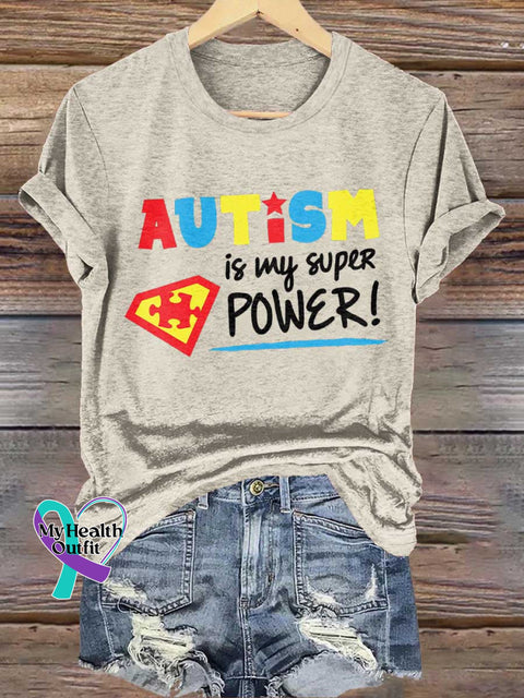 AUTISM Is My Super POWER! Autism Awareness T-shirt Sand / S