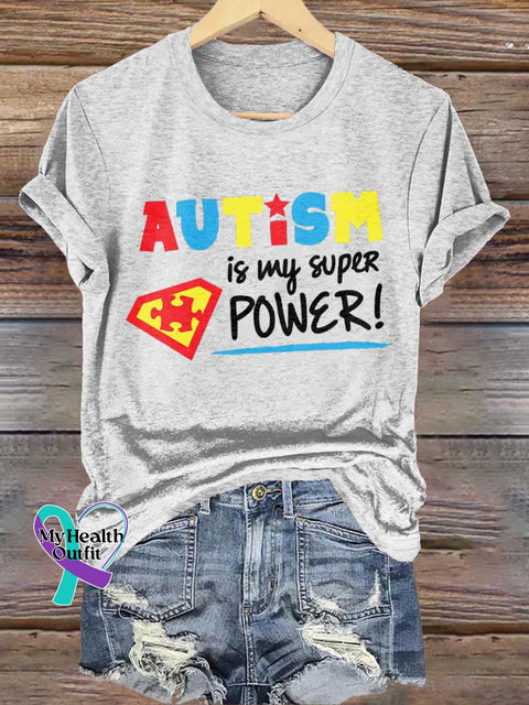 AUTISM Is My Super POWER! Autism Awareness T-shirt White / S