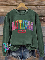 Autism Mom Print Casual Sweatshirt Green / S