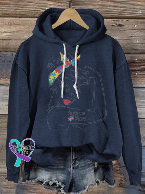 Autism Mom Prints Casual Hoodie NavyBlue / S