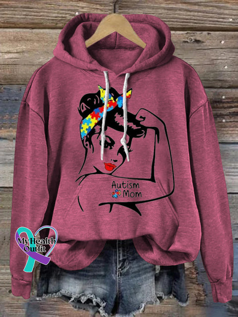 Autism Mom Prints Casual Hoodie Pink / S