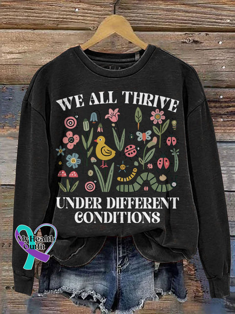 Autism Neurodivergent Special Ed Inclusion Mental Health Casual Print Sweatshirt Black / S