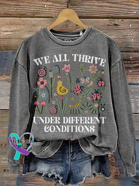 Autism Neurodivergent Special Ed Inclusion Mental Health Casual Print Sweatshirt Grey / S