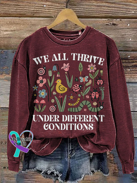 Autism Neurodivergent Special Ed Inclusion Mental Health Casual Print Sweatshirt Maroon / S