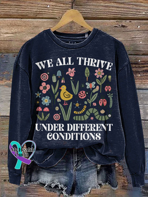 Autism Neurodivergent Special Ed Inclusion Mental Health Casual Print Sweatshirt Navyblue / S