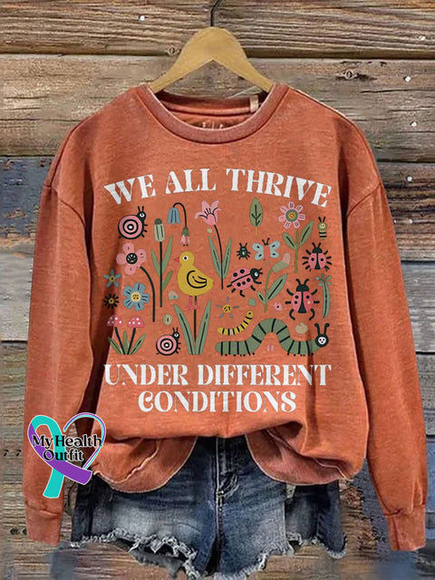 Autism Neurodivergent Special Ed Inclusion Mental Health Casual Print Sweatshirt Orange / S