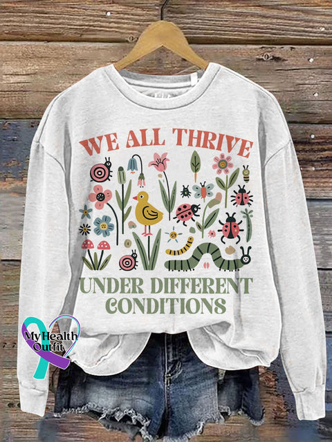 Autism Neurodivergent Special Ed Inclusion Mental Health Casual Print Sweatshirt White / S