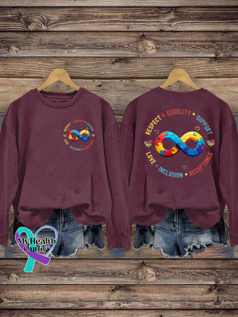 Autism Respect Equality Love Acceptance Printed Casual Sweatshirt Brown / S