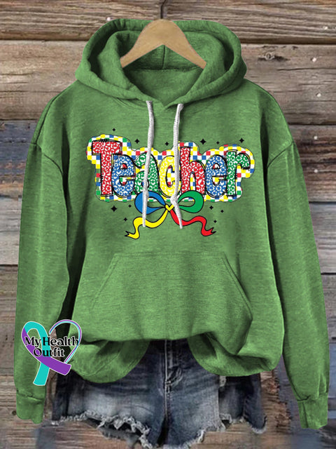 Autism Teacher Prints Casual Hoodie Green / S