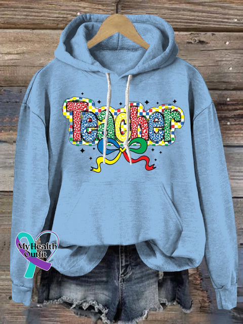 Autism Teacher Prints Casual Hoodie LightBlue / S