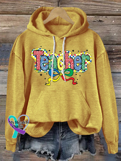 Autism Teacher Prints Casual Hoodie Yellow / S