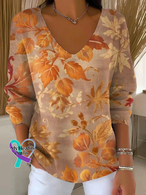 Autumn Art Casual Pullover Sweater Yellow / M