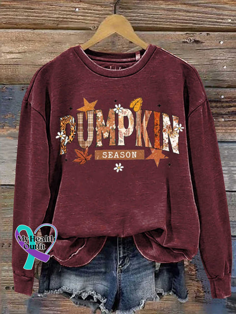 Autumn Fall Pumpkin Season Print Casual Sweatshirt Red / S